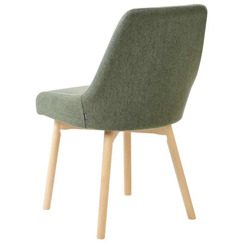 Beliani Lot de 2 Chaises de Salle à Manger Pieds Bois Massif Siège Rembourré en Tissu Polyester Vert Foncé Melfort