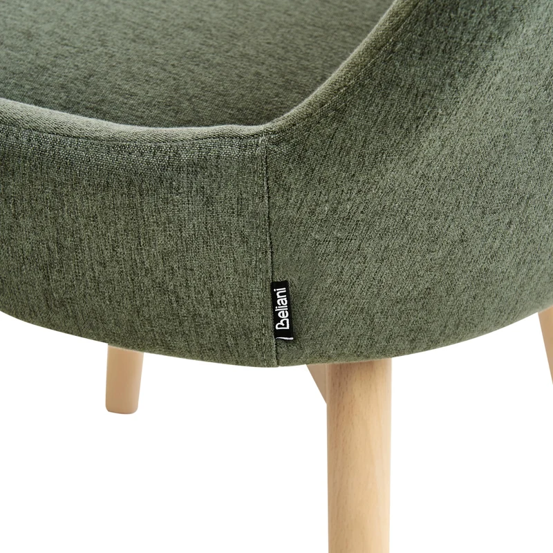 Beliani Lot de 2 Chaises de Salle à Manger Pieds Bois Massif Siège Rembourré en Tissu Polyester Vert Foncé Melfort