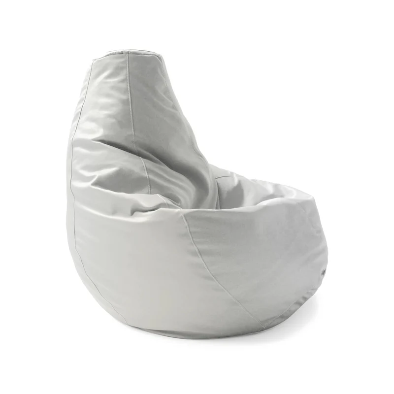 Talamo Italia - Pouf Annachiara, Pouf en cuir écologique, 100% Made in Italy, Blanc, 70x70h110 cm