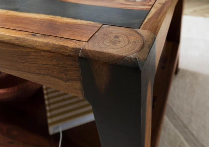 Ancona #201 Table Basse en Bois de sheesham - laqué/Brun foncé 115x60x45