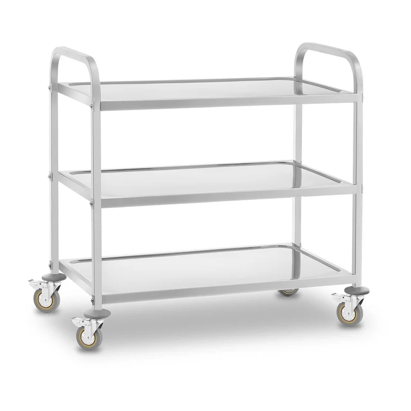 Royal Catering Chariot de Service Desserte Cuisine à roulettes 3 Plateaux RCSW 3 (101x55x96,5cm, capacité de Charge 480 kg, épaisseur des étagères 3cm)