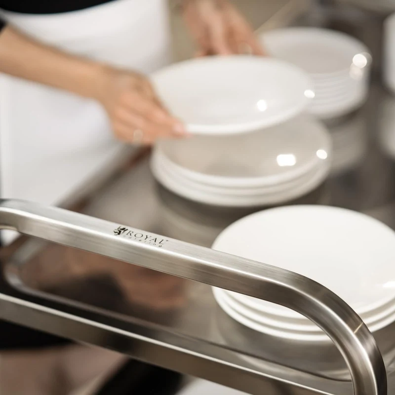 Royal Catering Chariot de Service Desserte Cuisine à roulettes 3 Plateaux RCSW 3 (101x55x96,5cm, capacité de Charge 480 kg, épaisseur des étagères 3cm)
