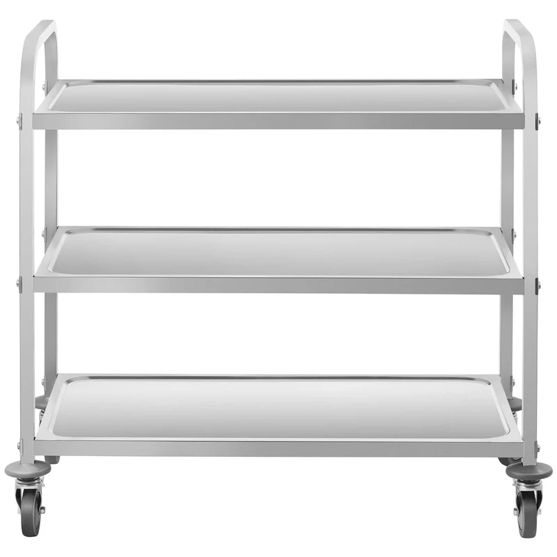 Royal Catering Chariot de Service Desserte Cuisine à roulettes 3 Plateaux RCSW 3 (101x55x96,5cm, capacité de Charge 480 kg, épaisseur des étagères 3cm)