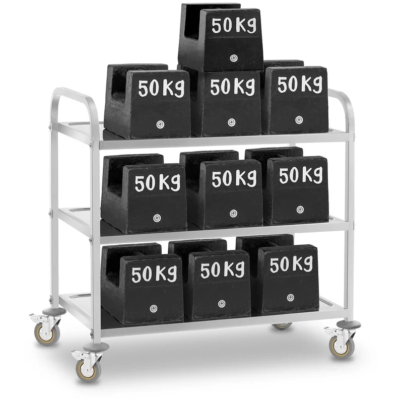 Royal Catering Chariot de Service Desserte Cuisine à roulettes 3 Plateaux RCSW 3 (101x55x96,5cm, capacité de Charge 480 kg, épaisseur des étagères 3cm)