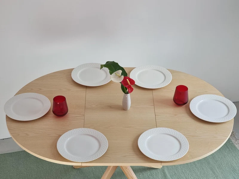 Ragaba Ronde Extensible Table à Manger 90cm Bois Jubi Frêne