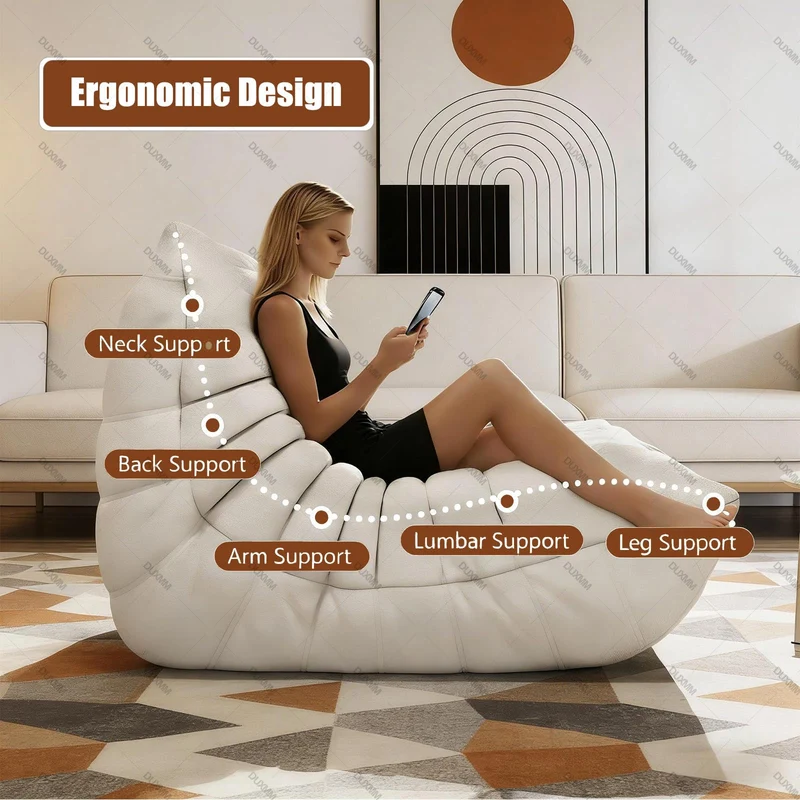 DUXMM Pouf Poire pour Adultes, Pouf Poire de Lecture en Mousse à mémoire de Forme avec Rembourrage en Fausse Fourrure, canapé de Sol Relaxant, Coin Lecture dans la Chambre, Fauteuil de Jeu Brown