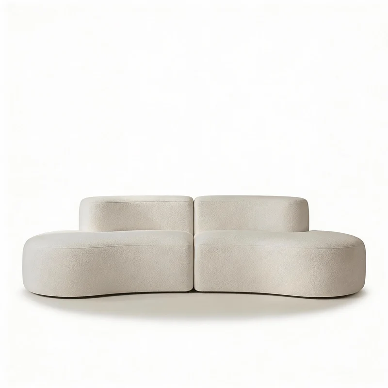 Coco Living Lounge Double | Canapé 3 Places Design | Formes Courbes Modernes | Confort Premium pour Salon et Appartement | 240 x 102 x 60 cm (Blanc)