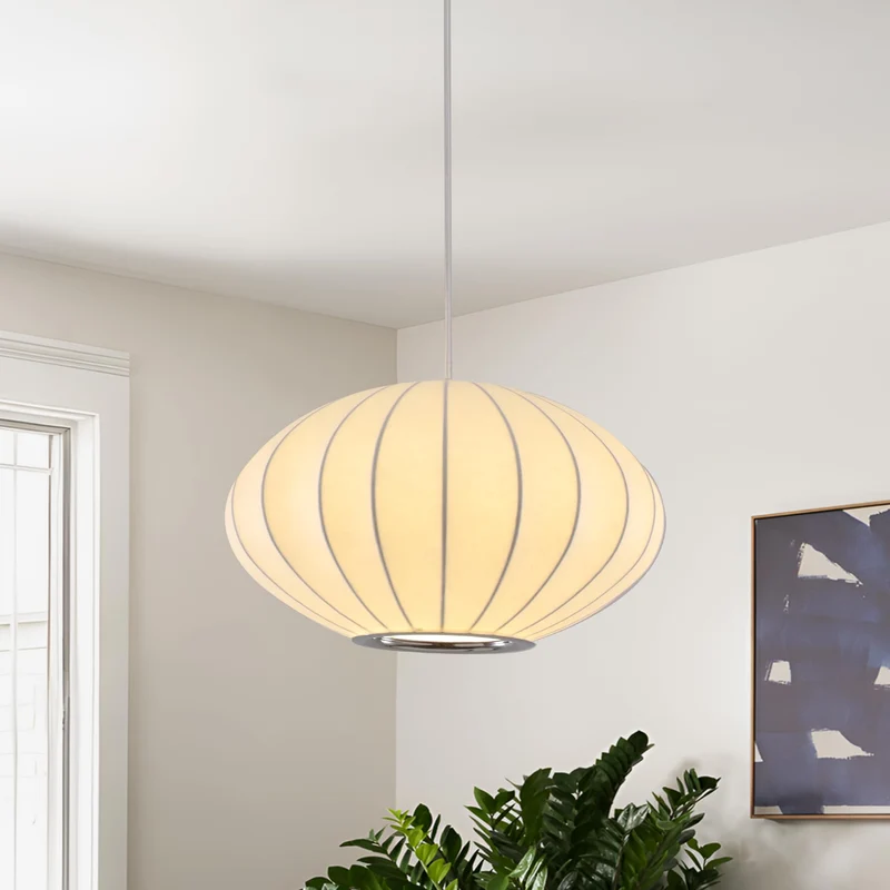 kaixunl Lustre moderne Tissu Suspension Lanterne Lustres Bulle Blanc Style Japonais Abat-jour En Imitation Soie Suspension Cocon Idéal Pour Les Salon Salle À Manger, Chambre et Couloir 30cm