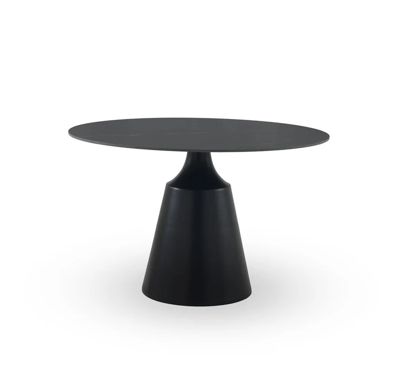 GEESEHOME Table de salle à manger ronde de 120 cm de diamètre avec plateau en céramique