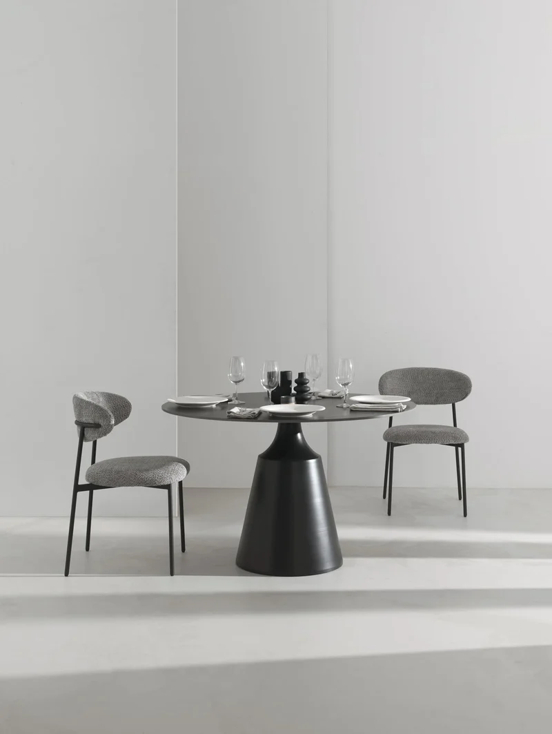 GEESEHOME Table de salle à manger ronde de 120 cm de diamètre avec plateau en céramique