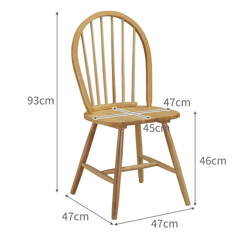 Lot de 2 chaises de salle à manger en bois massif de style campagnard avec dossier pour maison, cuisine, restaurant et bistrot, finition naturelle