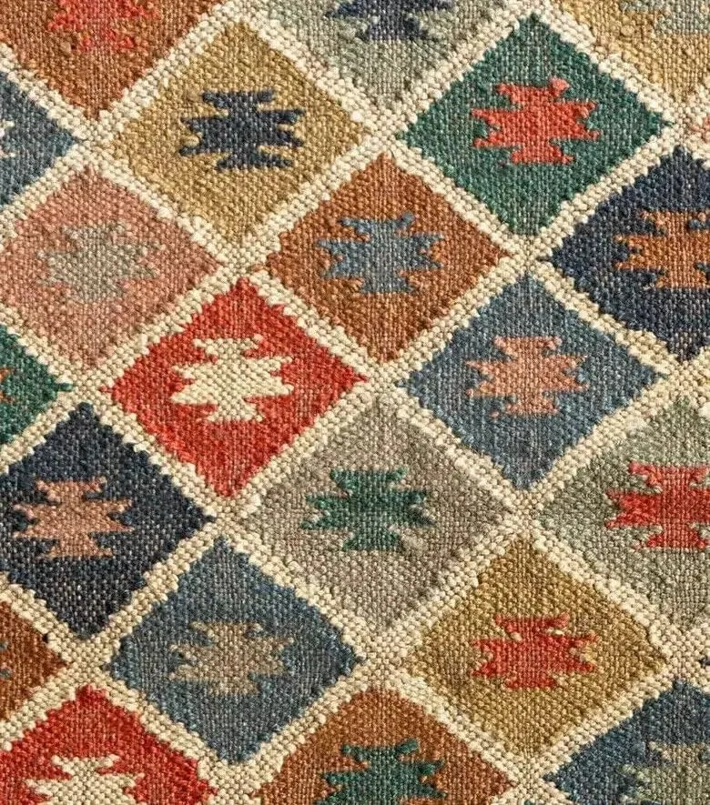 THE PIKKU INTERNATIONAL Kilim P-KLM19 Tapis rectangulaire en laine et jute tissé à la main pour maison moderne, salon, chambre à coucher 180 x 240 cm
