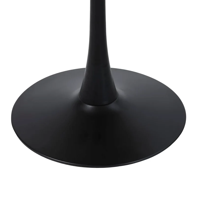 SENHO Table à Manger Ronde pour 4 à 5 Personnes diamètre 100 cm, Finition laquée Mate Noire, Base Ronde en métal Noir - Tulips