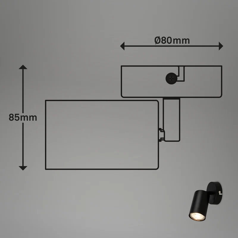 Briloner - Applique réglable pour l'intérieur, douille GU10, max. 9 W, lampe de lecture, lampe de salon et couloir, lampe murale, spot de cuisine, applique murale, noir