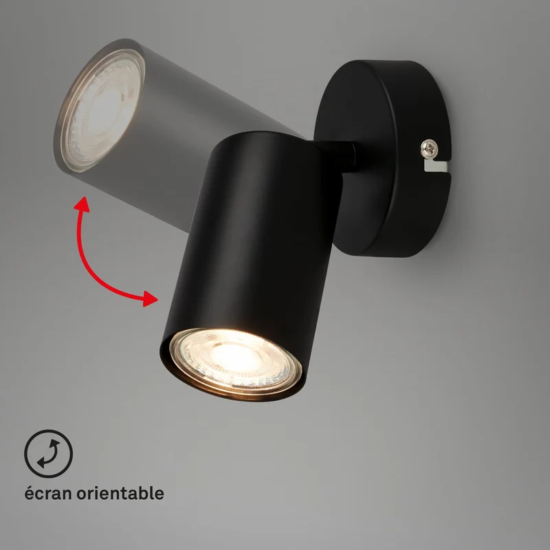 Briloner - Applique réglable pour l'intérieur, douille GU10, max. 9 W, lampe de lecture, lampe de salon et couloir, lampe murale, spot de cuisine, applique murale, noir