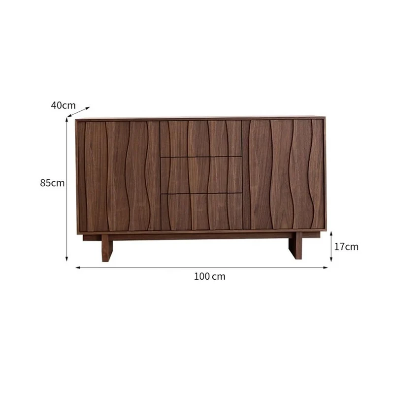 Yinj9562fg Buffet d'appoint Buffet en Noyer Noir, Meuble de Rangement for Salon, à thé, tiroirs avec Rangement