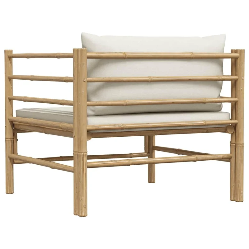 vidaXL Canapé de Jardin avec Coussins Fauteuil d'Extérieur Canapé de Patio Meuble de Terrasse Fauteuil de Jardin Blanc Crème Bambou