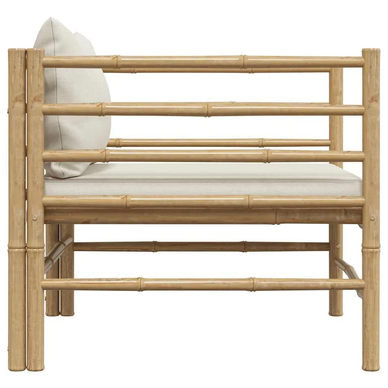 vidaXL Canapé de Jardin avec Coussins Fauteuil d'Extérieur Canapé de Patio Meuble de Terrasse Fauteuil de Jardin Blanc Crème Bambou