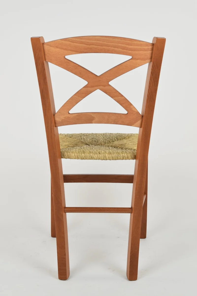 t m c s Tommychairs - Set 2 chaises Cross pour Cuisine, Bar et Salle à Manger, Robuste Structure en Bois de hêtre peindré en Couleur Cerisier et Assise en Paille