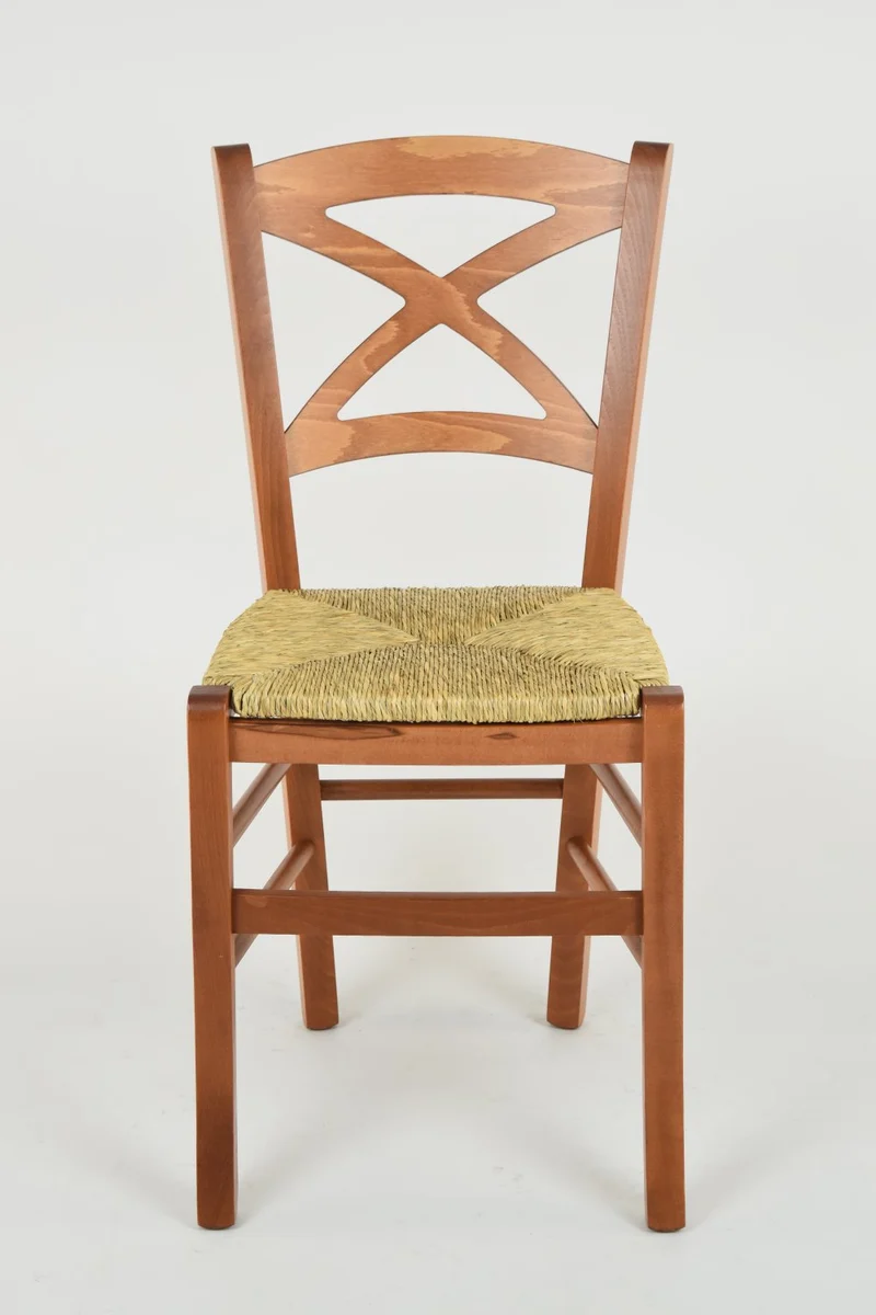 t m c s Tommychairs - Set 2 chaises Cross pour Cuisine, Bar et Salle à Manger, Robuste Structure en Bois de hêtre peindré en Couleur Cerisier et Assise en Paille