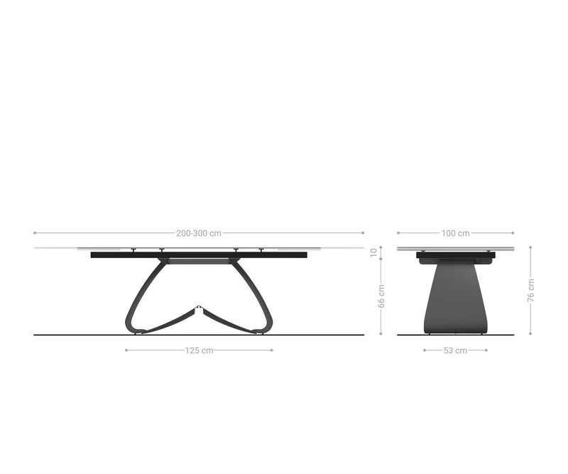 DeLife Table de Salle à Manger Edge Céramique Emperador Extra Lucidato Brun foncé 200-300x100 Piètement en W Finition Effet Titane Extensible