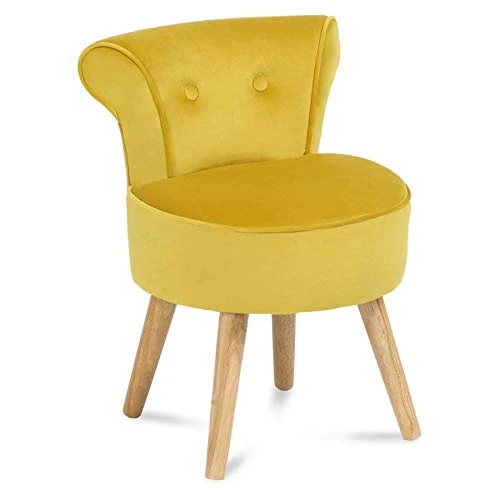 IDMarket - Fauteuil Crapaud en Velours Jaune