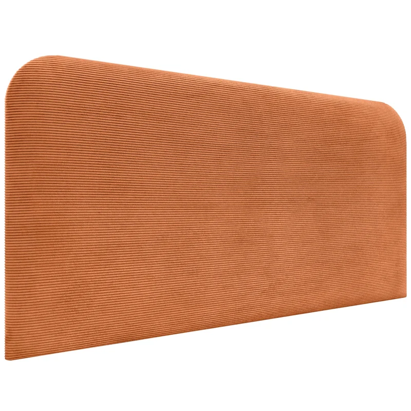 DHOME Tête de Lit Rembourrée Lisse et Courbée 70cm en Velours Côtelé Premium pour Mur Acoustiques Absorbantes Tête de Lit pour Chambre (Orange, 140cm)