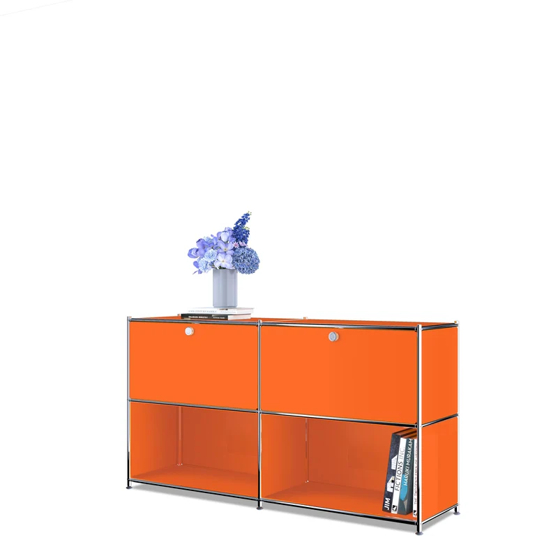 Simplink Buffet en métal avec 2 Portes à Rabat, ameublement Moderne, Parfait pour la Maison, Le Bureau, la Cuisine, Le Couloir, Le Foyer et la Chambre à Coucher (Orange Mat)