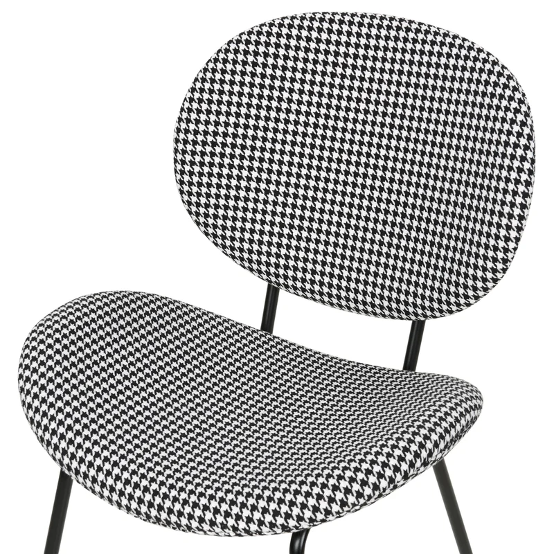 Beliani Lot de 2 Chaises de Salle à Manger Design Rétro sans Accoudoirs en Polyester Noir et Blanc Luana