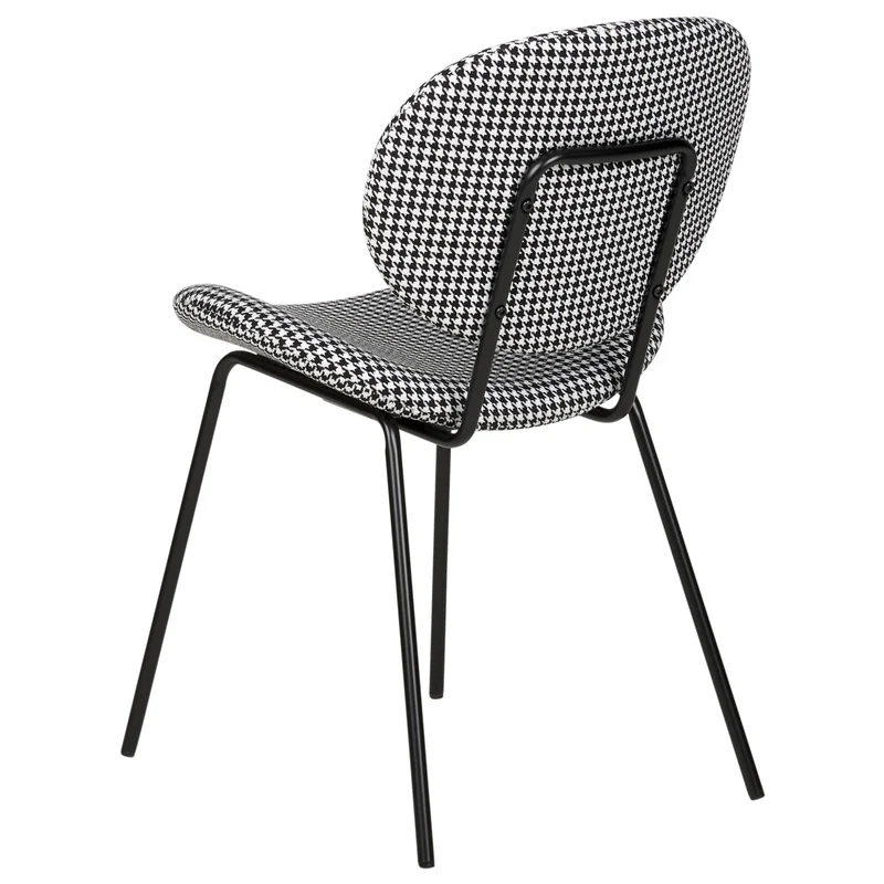 Beliani Lot de 2 Chaises de Salle à Manger Design Rétro sans Accoudoirs en Polyester Noir et Blanc Luana