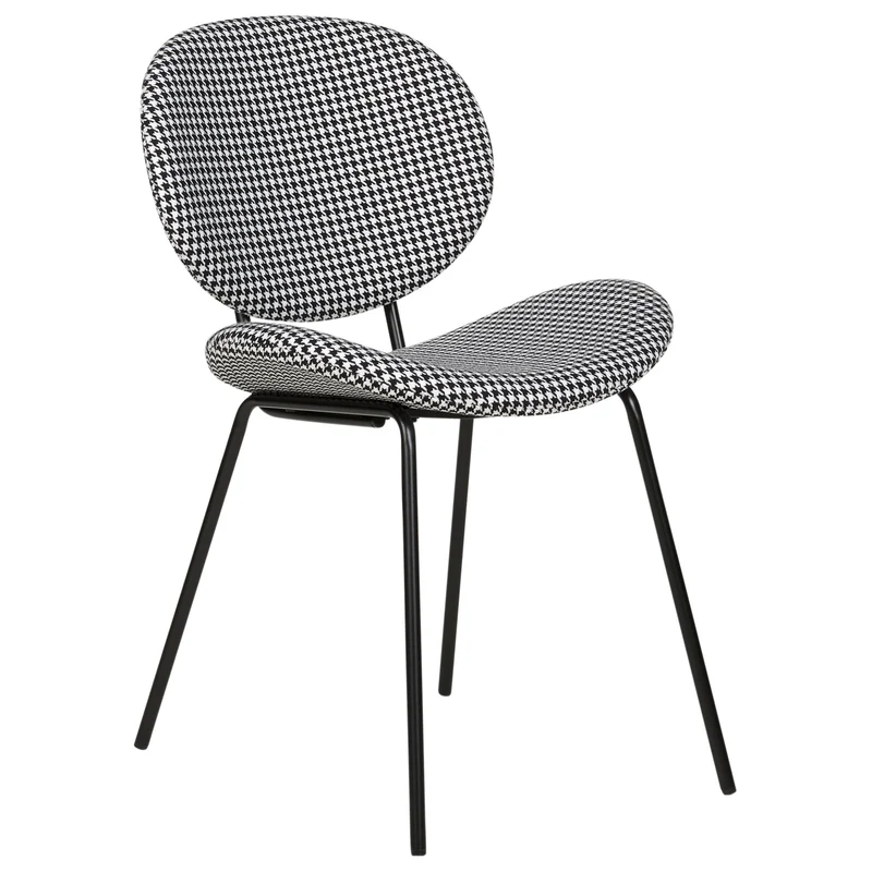 Beliani Lot de 2 Chaises de Salle à Manger Design Rétro sans Accoudoirs en Polyester Noir et Blanc Luana