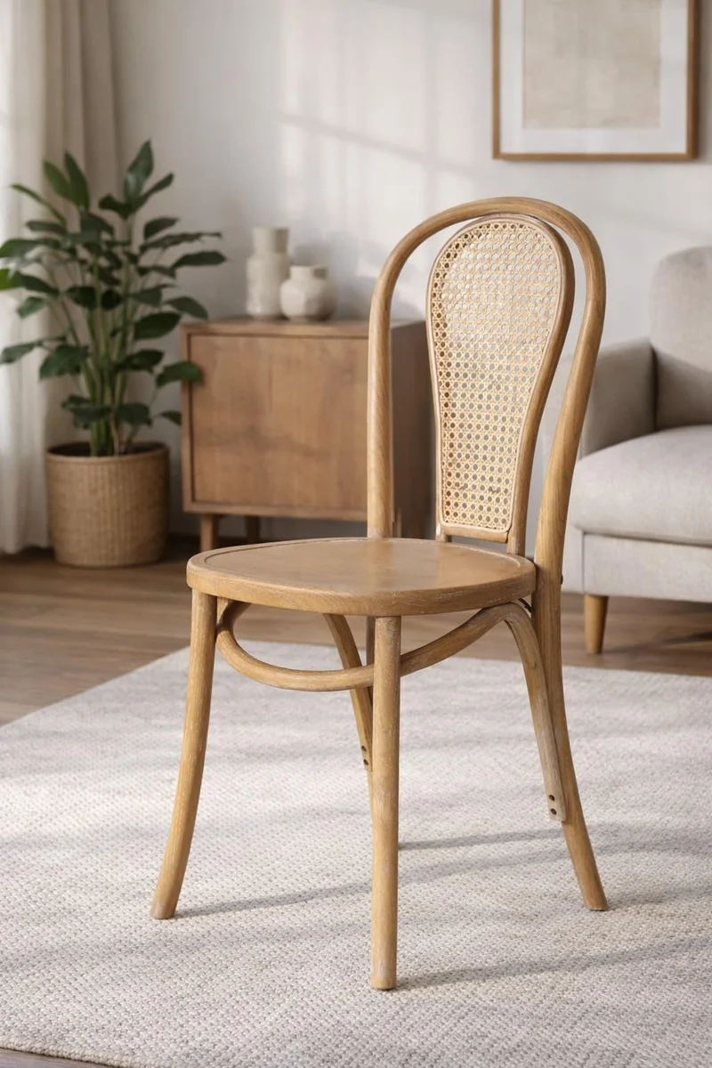 Biscottini Chaise cuisine vintage en bois de frêne 43x47x88 cm - Chaises de salle à manger - Chaises de cuisine - Chaises de salle à manger en bois et paille de Vienne - Chaises de salon intérieur