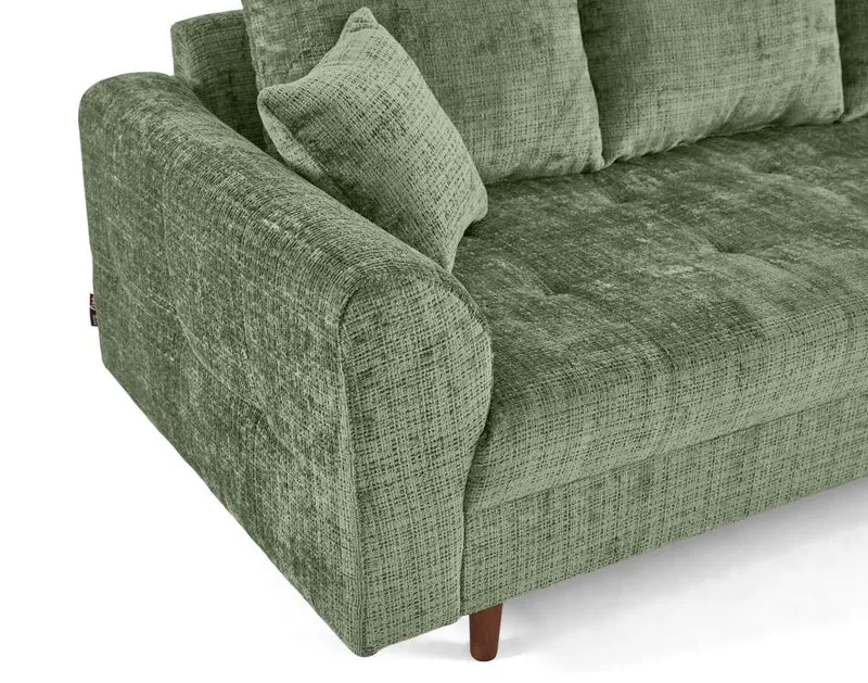Lisa Design - Rune - canapé Droit 3 Places en Velours texturé, Vert Sauge