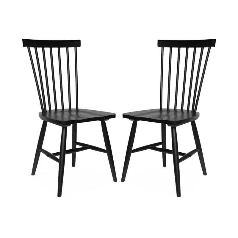 Alice's Home - Lot de 2 chaises Noires à barreaux en Bois d'hévéa. Romie. L 50.8 x P 44.2 x H 90cm