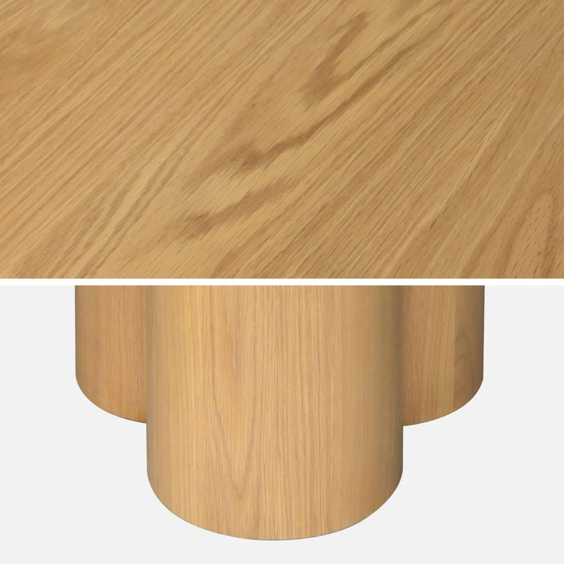 sweeek - Table à Manger Ronde Bois d'hévéa et placage chêne Naturel 4 Places 130cm - Leonore