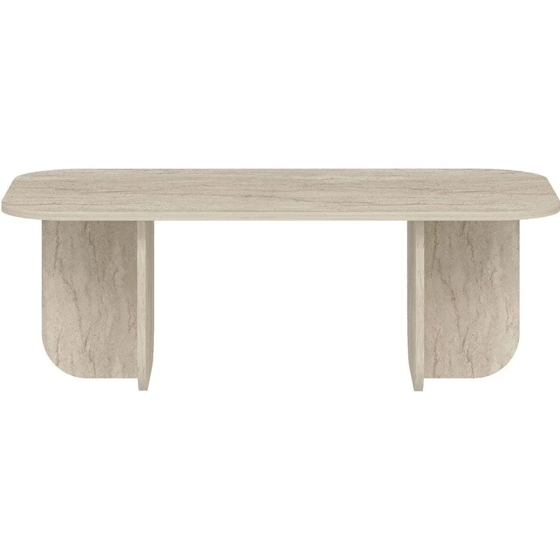 HOMIFAB Table Basse rectangulaire Effet Travertin 120 cm - Ivy