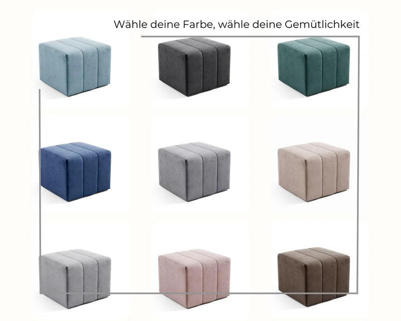 LIKMA Pouf Tabouret Marron Velours Effet 3D 46x35x46 cm – Repose-Pieds Style Ottoman, Banquette Moderne Tissu Jasmine