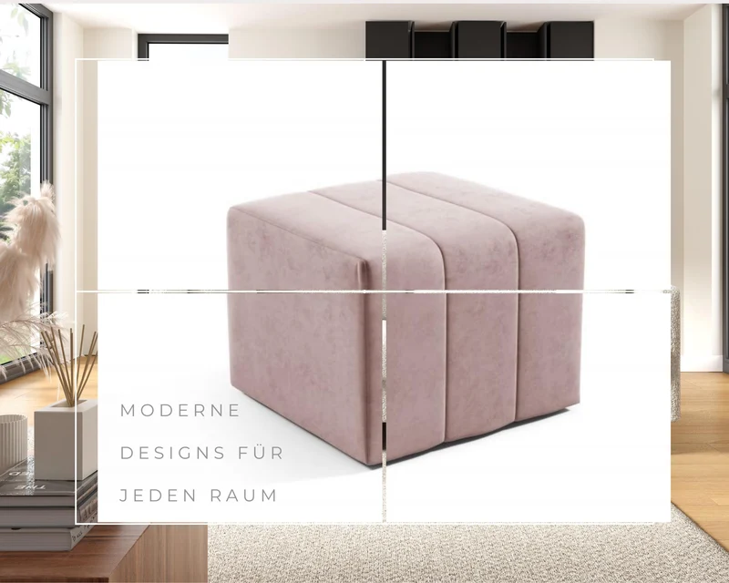 LIKMA Pouf Tabouret Marron Velours Effet 3D 46x35x46 cm – Repose-Pieds Style Ottoman, Banquette Moderne Tissu Jasmine