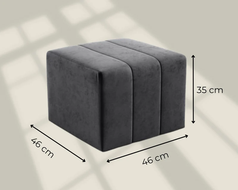 LIKMA Pouf Tabouret Marron Velours Effet 3D 46x35x46 cm – Repose-Pieds Style Ottoman, Banquette Moderne Tissu Jasmine