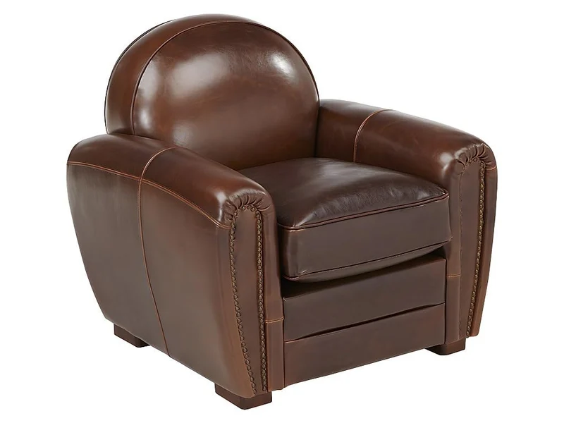 Vente-unique Fauteuil Club en Cuir Vieilli Baudoin - Chocolat