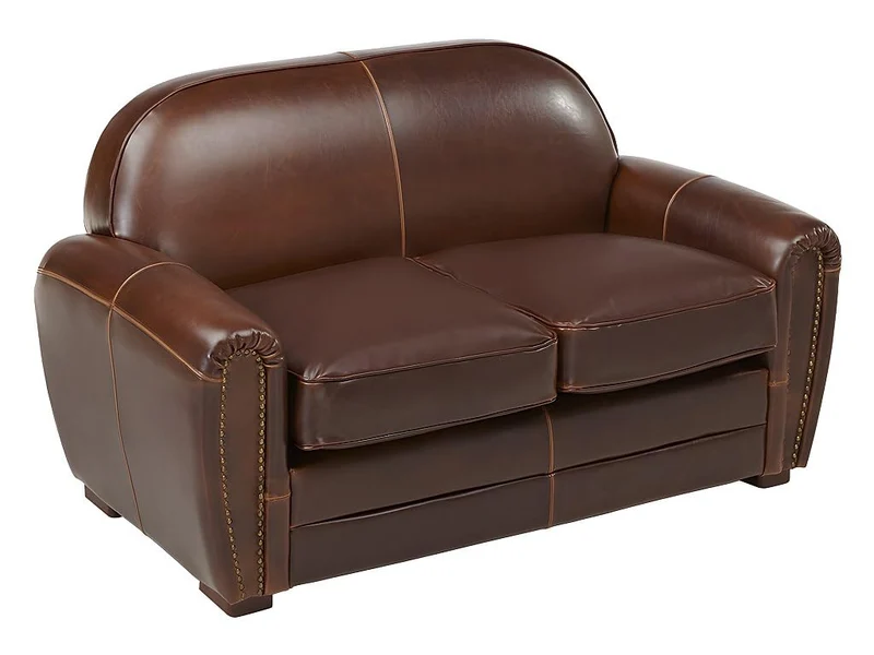Vente-unique Fauteuil Club en Cuir Vieilli Baudoin - Chocolat