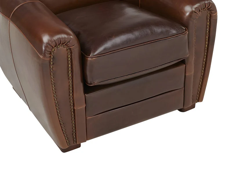 Vente-unique Fauteuil Club en Cuir Vieilli Baudoin - Chocolat