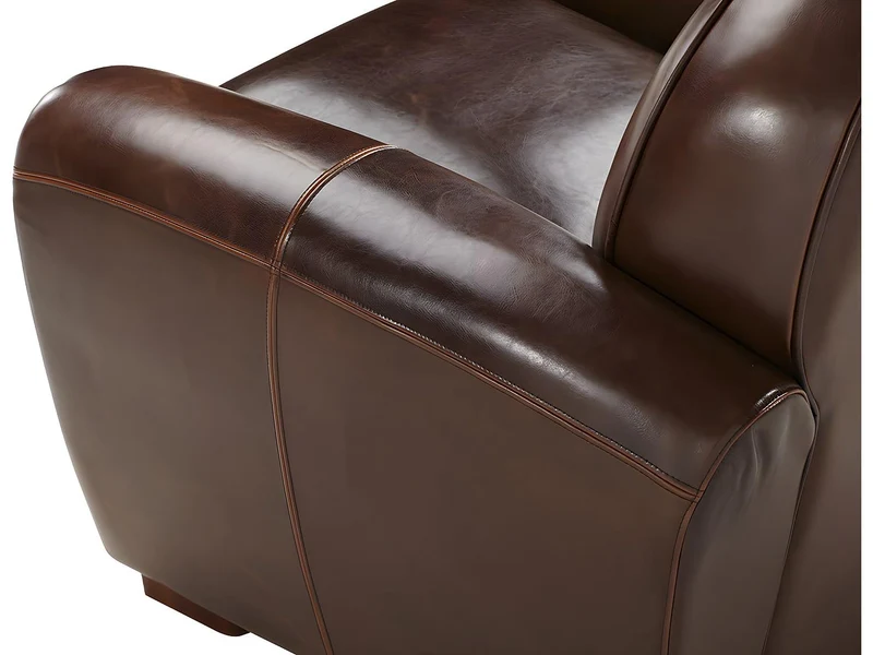 Vente-unique Fauteuil Club en Cuir Vieilli Baudoin - Chocolat