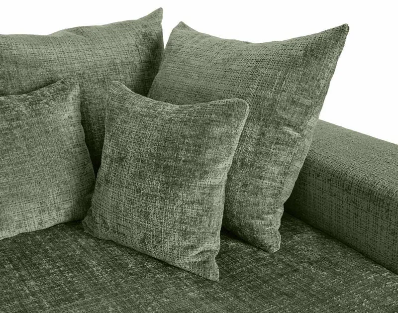 Lisa Design - Collins - canapé Droit 4 Places avec Double méridienne - Assise Profonde - en Velours texturé, Vert