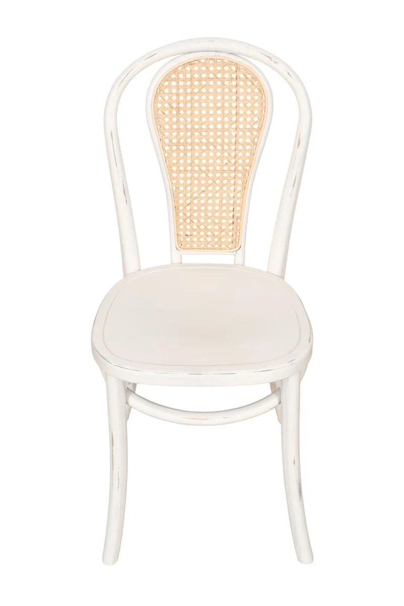 Biscottini Chaise cuisine vintage en bois de frêne 43x47x88 cm - Chaise de salle à manger blanche - Chaises de cuisine - Chaises de salle à manger en bois et paille de Vienne - Chaises de salon