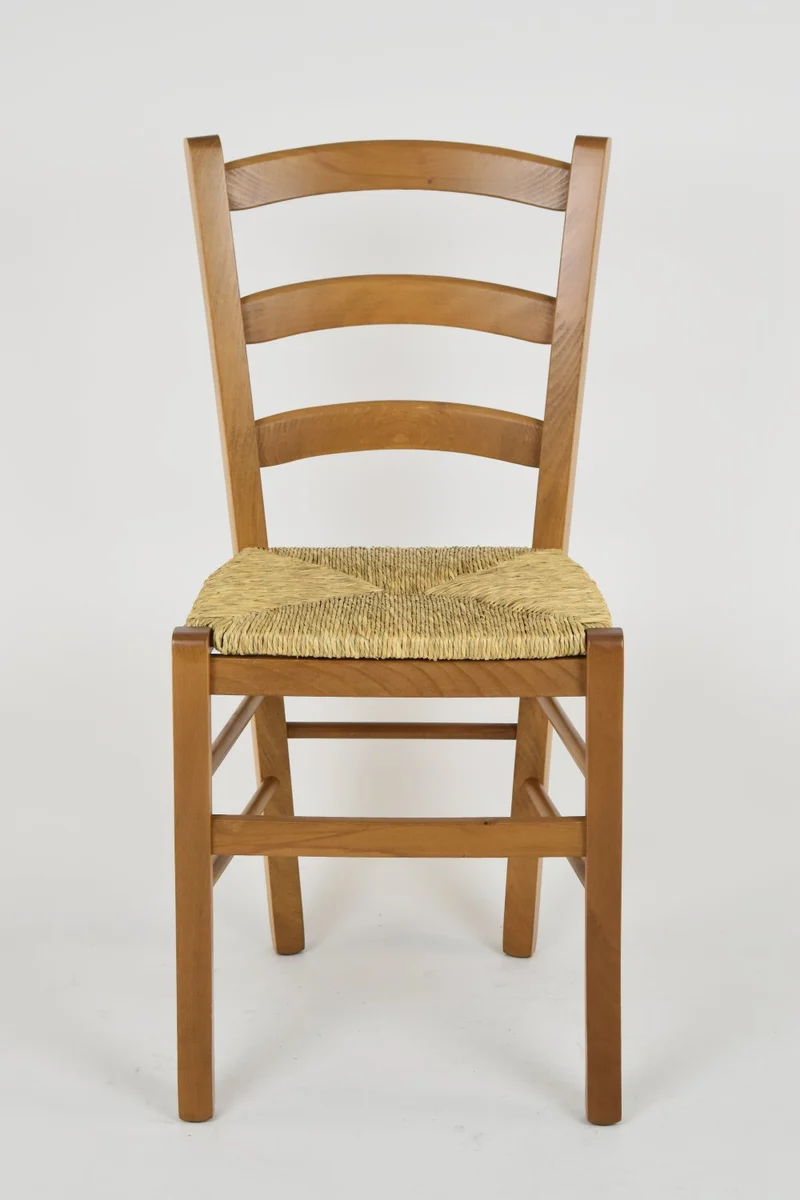 t m c s Tommychairs - Set 4 chaises Venice pour Cuisine, Bar et Salle à Manger, Robuste Structure en Bois de hêtre peindré en Couleur chêne et Assise en Paille