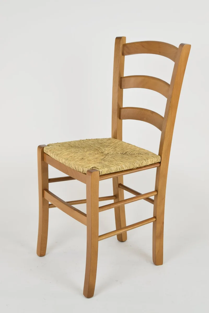 t m c s Tommychairs - Set 4 chaises Venice pour Cuisine, Bar et Salle à Manger, Robuste Structure en Bois de hêtre peindré en Couleur chêne et Assise en Paille