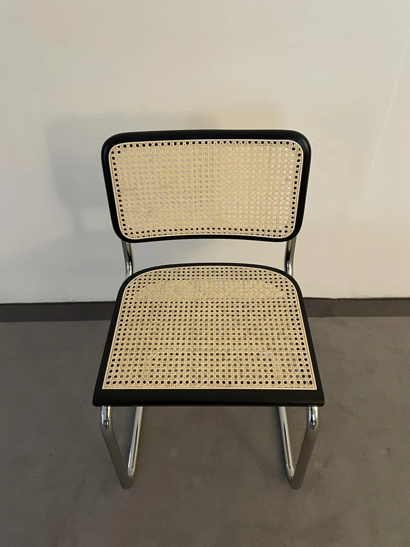 Chaise en Paille de Vienne et Hêtre Naturel Laqué Noir - Generico