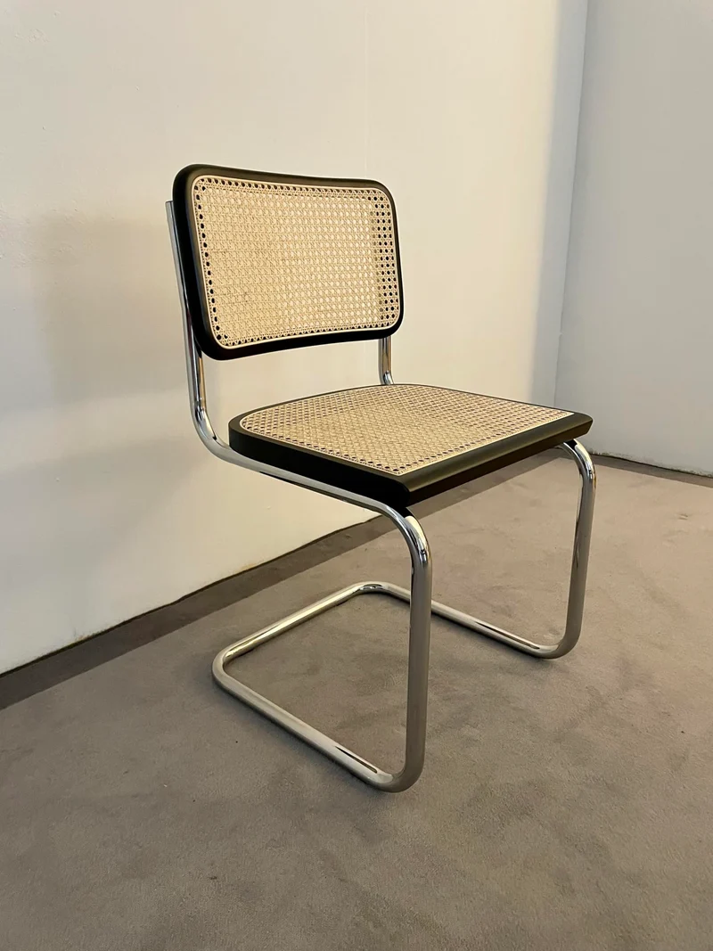 Chaise en Paille de Vienne et Hêtre Naturel Laqué Noir - Generico