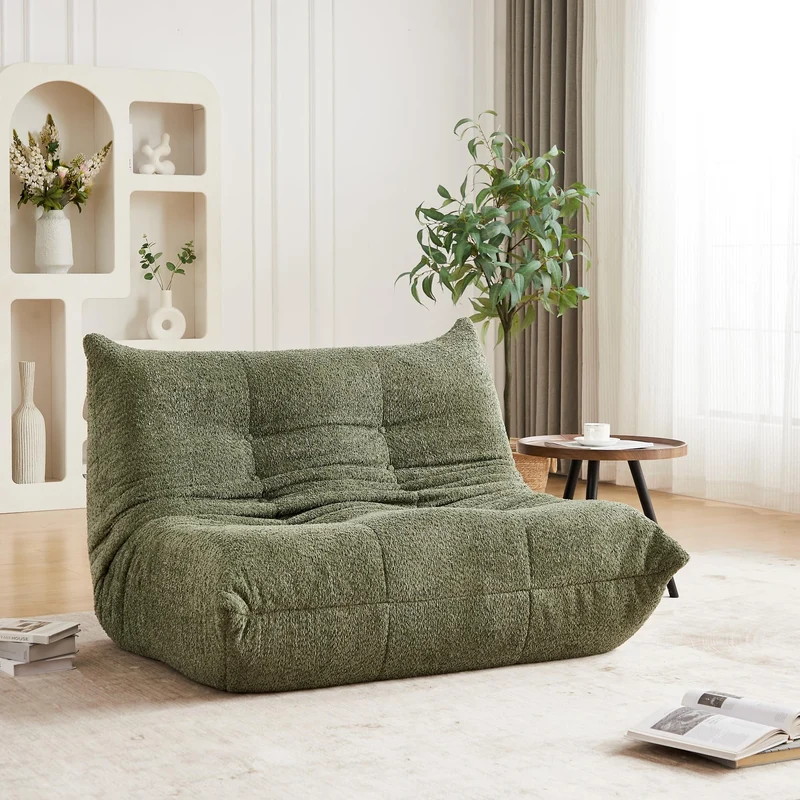 Yihomfy Fauteuil Togo,Fauteuil Pouf Salon Moderne,Poufs Géants pour Adultes,Canapé Poufs avec Mémoire de Forme, Canapé Relax pour Salon,Chambre,1 Place Gros Bean Bag ou Coussin de Sol (B-Vert)
